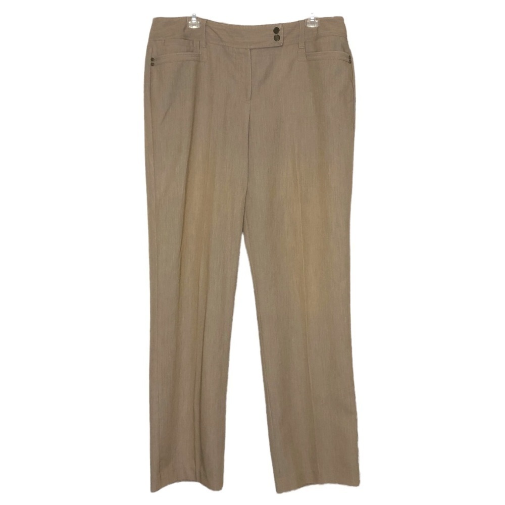 LARRY Levine Neutral Tan Straight Leg Light Academia Preppy Dress Pants Size 14
